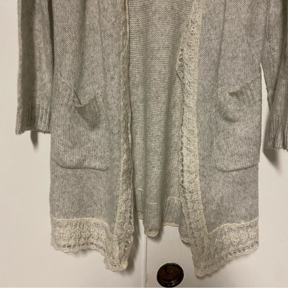 Anthropologie Sparrow Gray Cream Knit wool mohair blend Cardigan Size XSP - Picture 4 of 5